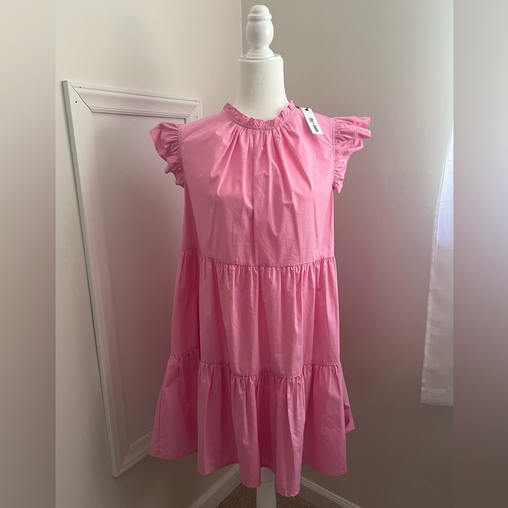 Day + Moon Pink Ruffle Mini Dress NWT